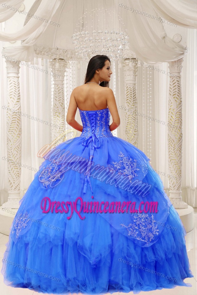 Aqua Blue Sweetheart Embroidery Sweet 16 Dress for Wholesale Price