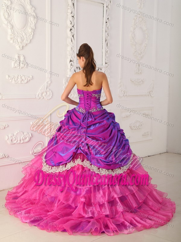 Ruched and Beaded Sweet Sixteen Dresses with Pick-ups and Hand Made Flower