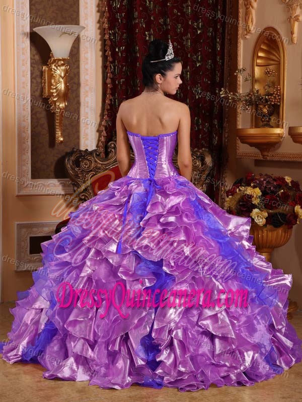 Purple Ball Gown Sweetheart New Sweet 15 Dresses with Ruffles and Embroidery