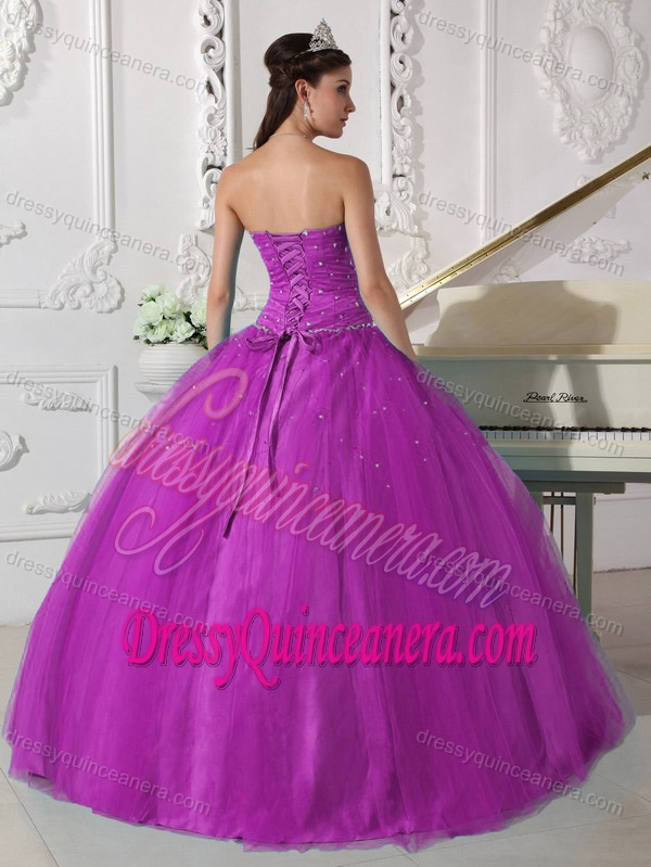 2013 Ball Gown Sweetheart Quinceanera Gown Dresses with Beadings in Fuchsia