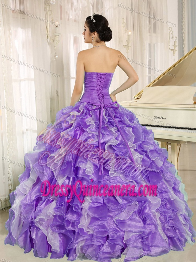 Clearance Ruffled Sweetheart Quinceanera Dress with Beadings in Light Purple