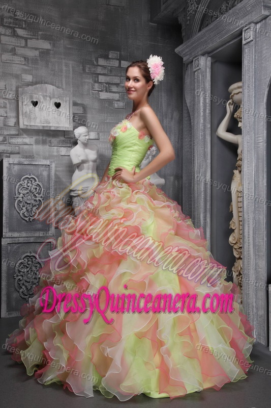 Lovely Ball Gown Strapless Quinceanera Dresses with Ruffles in Ombre Color