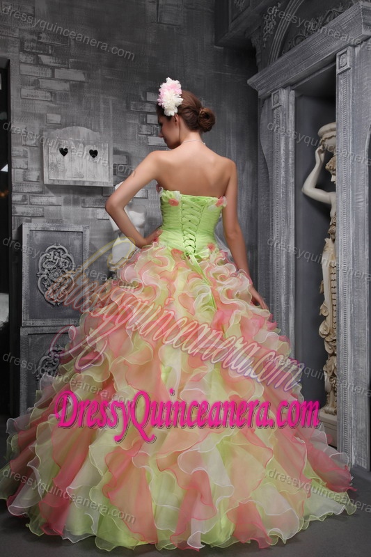 Lovely Ball Gown Strapless Quinceanera Dresses with Ruffles in Ombre Color
