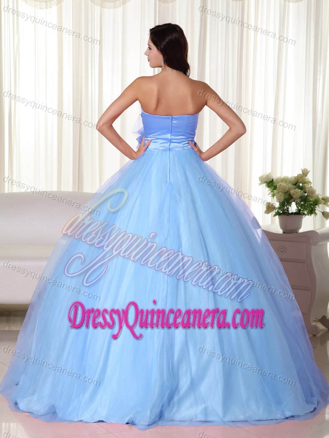 Sweetheart Tulle Beaded Light Blue Zipper-up New Dress for Quinceanera