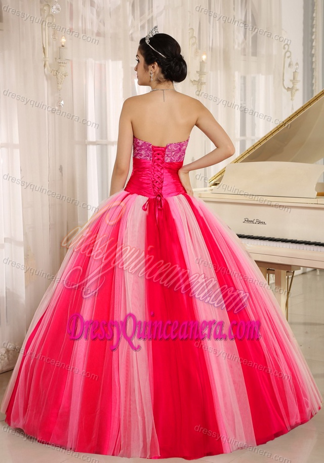 2014 Wonderful Tulle Lace-up Spring Quinceanera Dresses in Multi-color