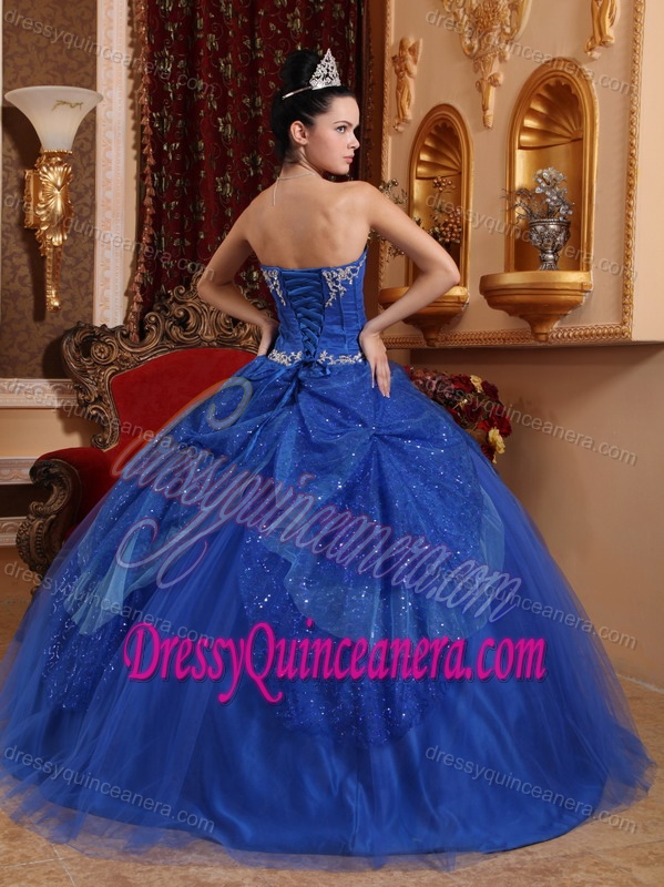 Blue Ball Gown Sweetheart Quinceanera Dress with Beading and Appliques