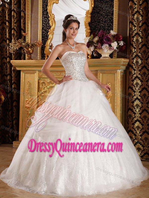 Popular Sweetheart Organza and Sequined Quinceanera Dresses On Sale