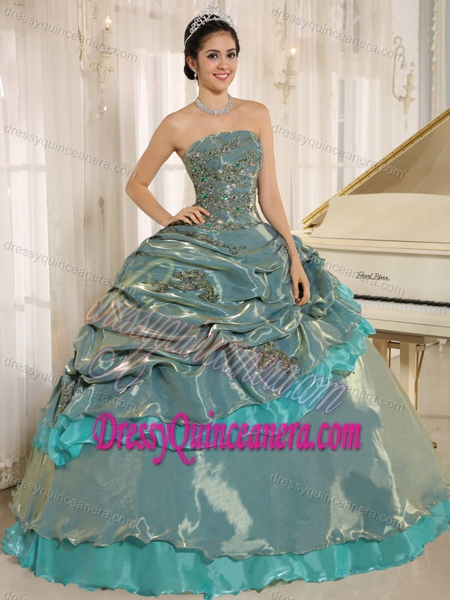 Multi-colored Strapless Clearance Quinceanera Dresses with Embroidery