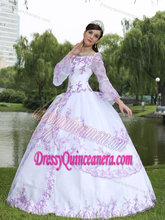 Sweet Wholesale Embroidered Sweet 16 Party Dress with Long Sleeves