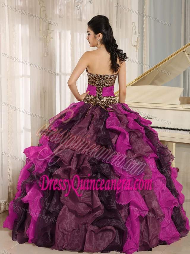 Wholesale Multi-colored 2013 Leopard Quinceanera Dress with Ruffles
