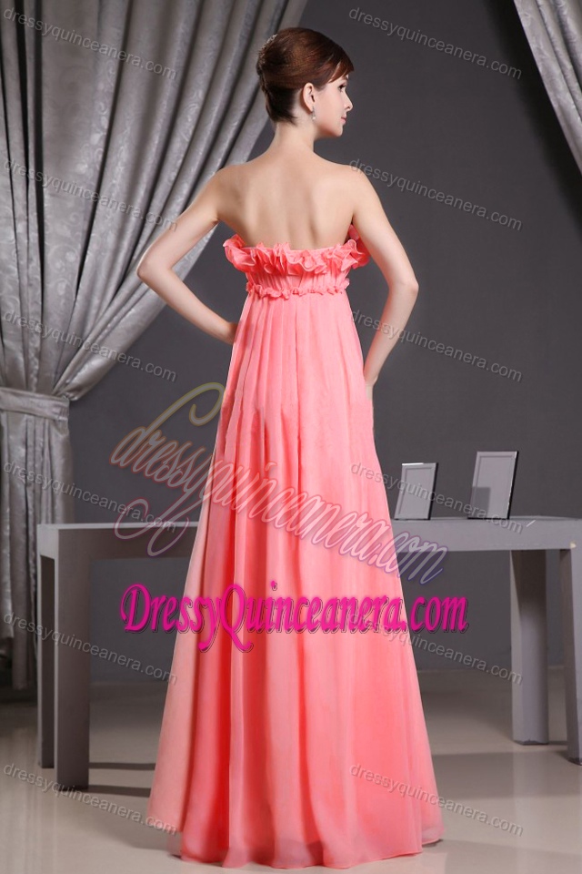 Watermelon Chiffon Dama Dresses with Flower for Wholesale Price