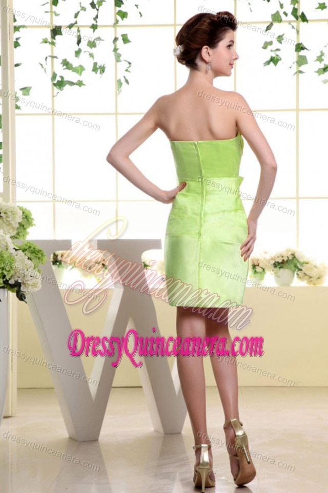 Elegant Yellow Green Strapless Mini-length Quinceanera Dama Dresses