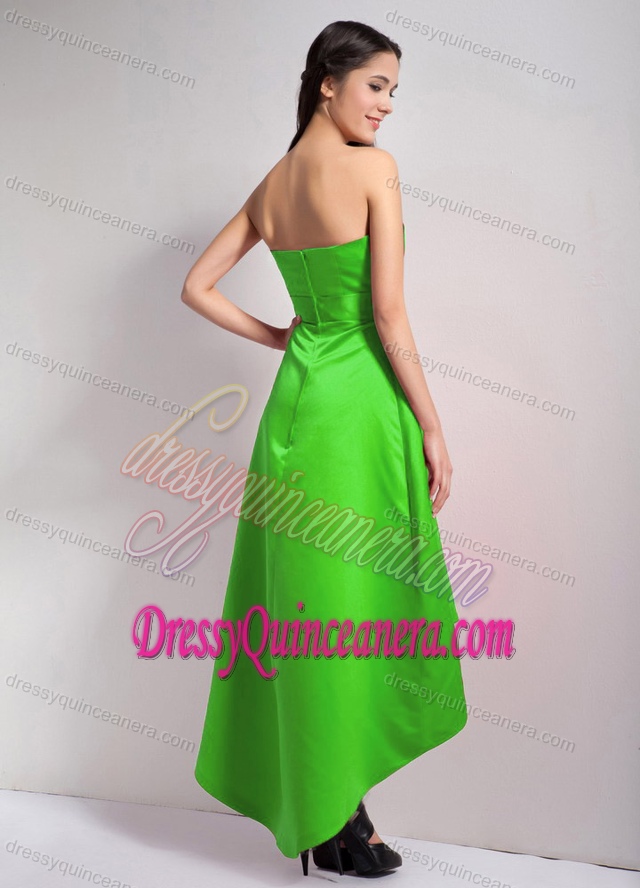 Low Price A-line Strapless Appliqued Dama Dresses in Spring Green