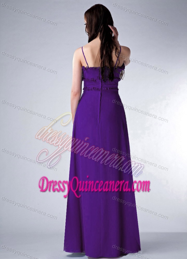 Purple Zipper-up Long Chiffon Wonderful Dama Dresses for Quinceaneras