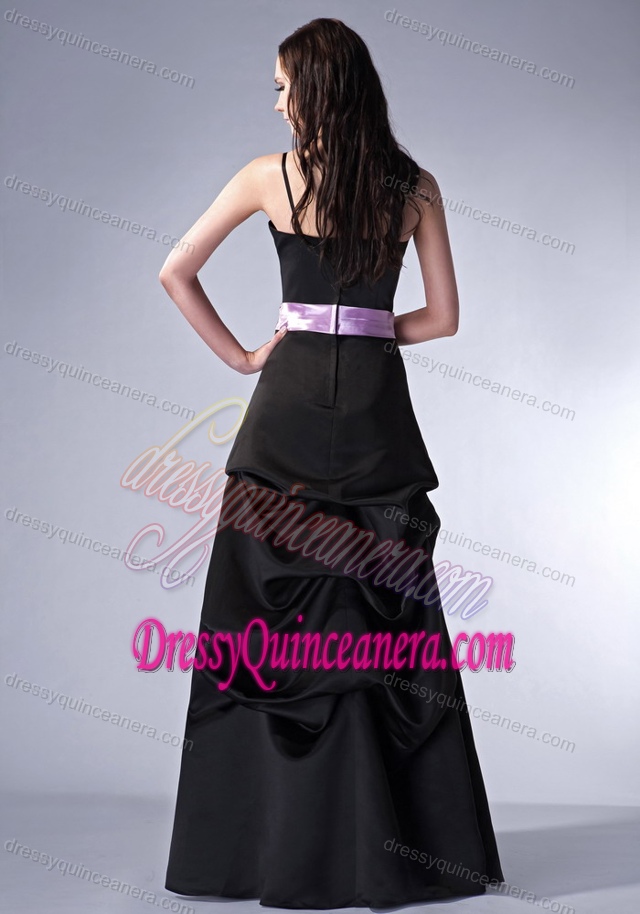 Spaghetti Black Satin Zipper-up 2013 Discount Damas Dresses for Quince