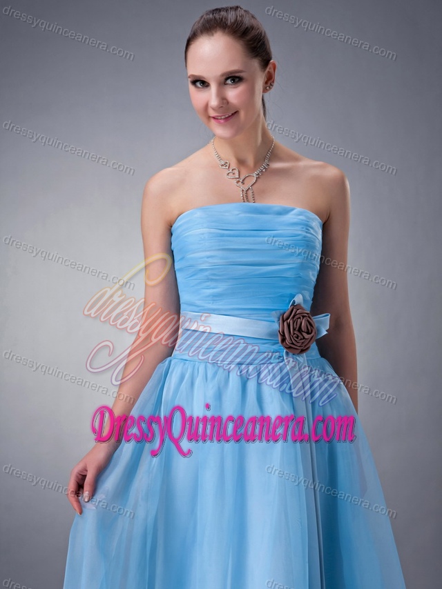 Tea-length Chiffon Baby Blue A-line Elegant Dresses for Damas under 150