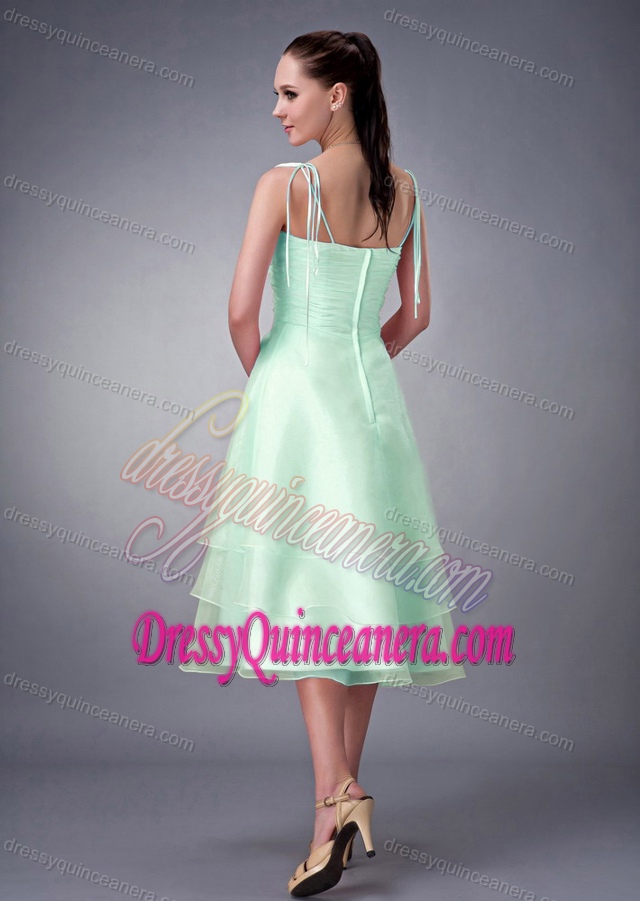 Impressive Apple Green A-line Organza Quinceanera Dama Dress for Fall