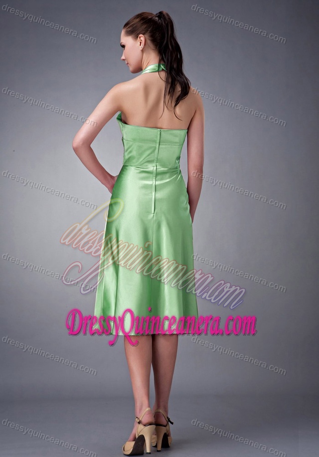 2013 Best Seller Spring Green Halter Top Beaded Damas Dress for Quince