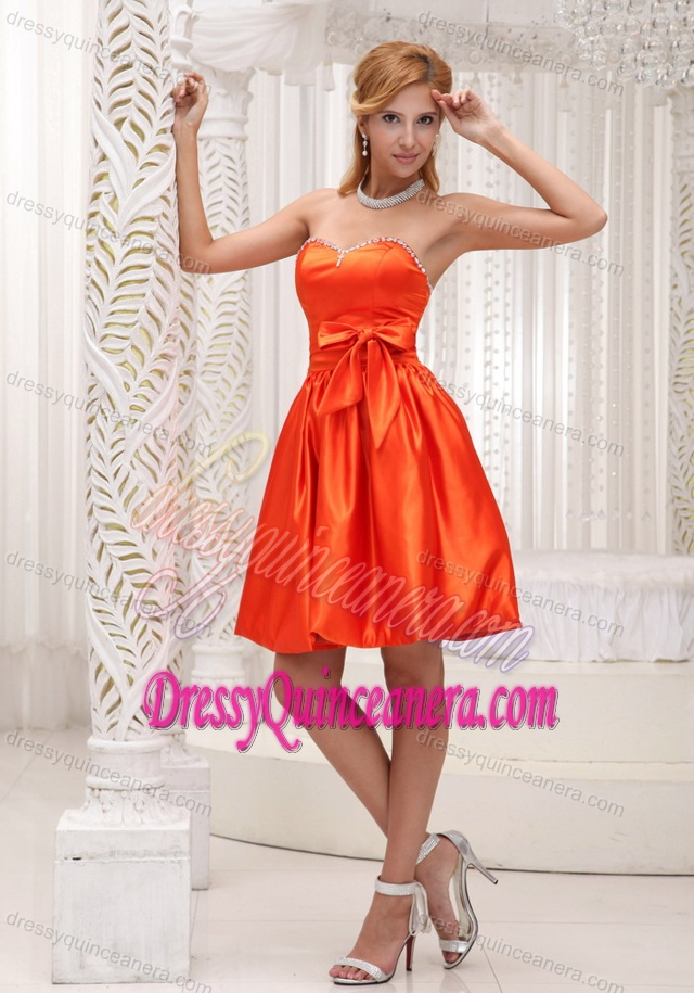 Classical Orange Taffeta Short Dama Quinceanera Dresses with Bowknot