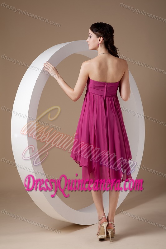 Discount Strapless Fuchsia Flowers Dama Dress for Quinceanera for Fall