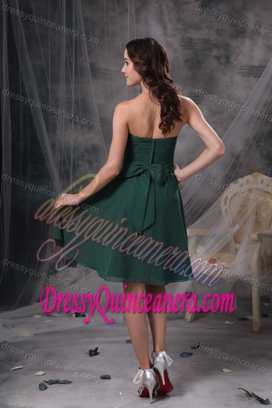 Dark Green A-line Ruched Chiffon Sweet 16 Dresses for Damas under 150