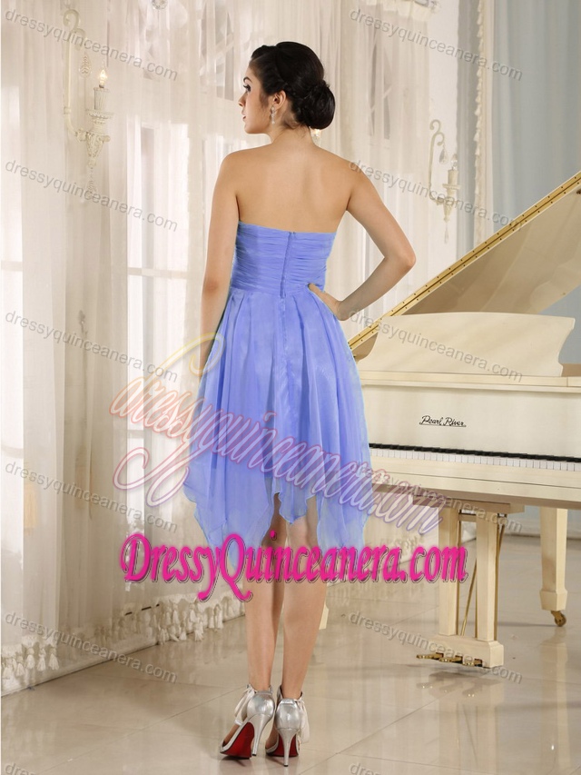 Fashionable Lilac Sweetheart Zipper-up Short Dama Dress with Beading