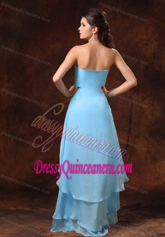 Classical Baby Blue High-low Sweetheart Dama Dresses for Quinceaneras