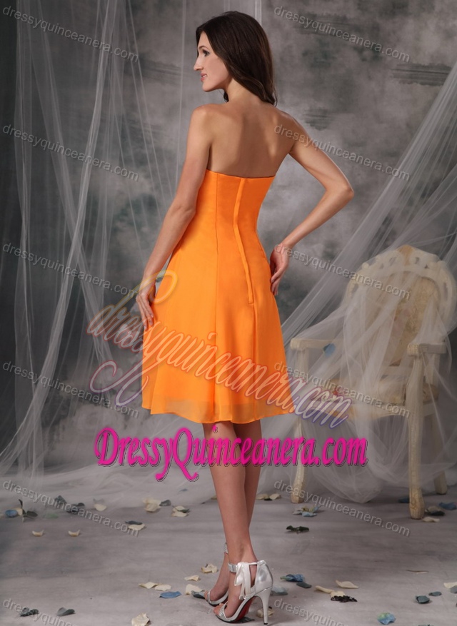 Gorgeous Orange Strapless Short Flowers Chiffon Damas Dress for Quince
