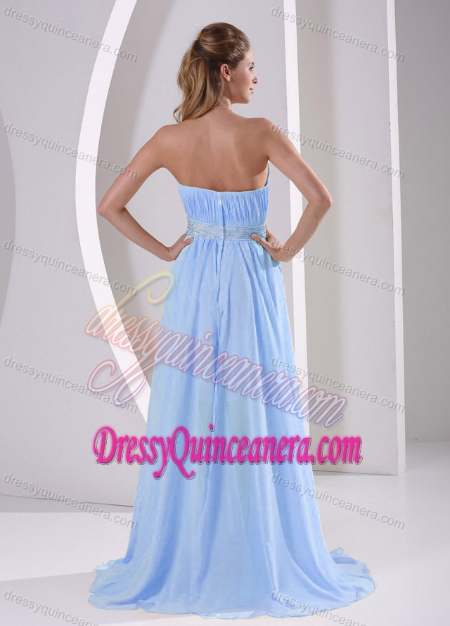 High-low Sweetheart Beaded Elegant 16 Dresses for Damas in Light Blue