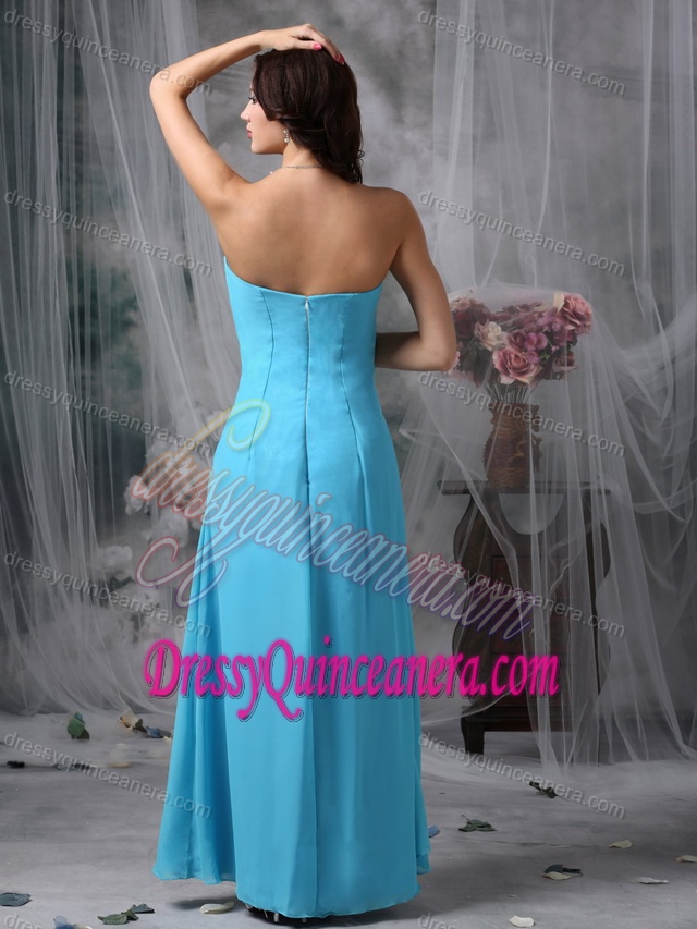 Fashionable Chiffon Long Quince Dama Dress in Baby Blue for Spring