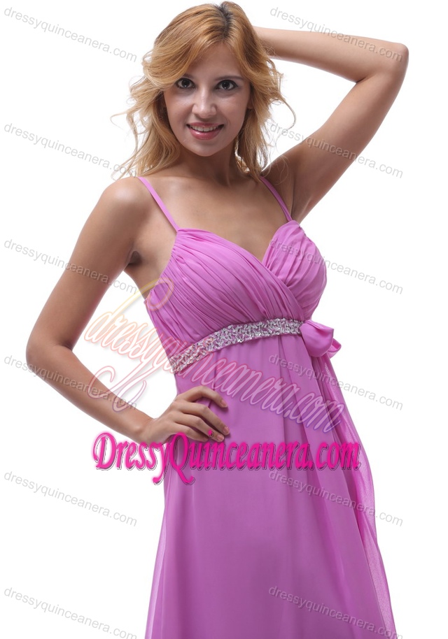 2013 Lavender Spaghetti Ruched and Beaded Classical 15 Dress for Damas