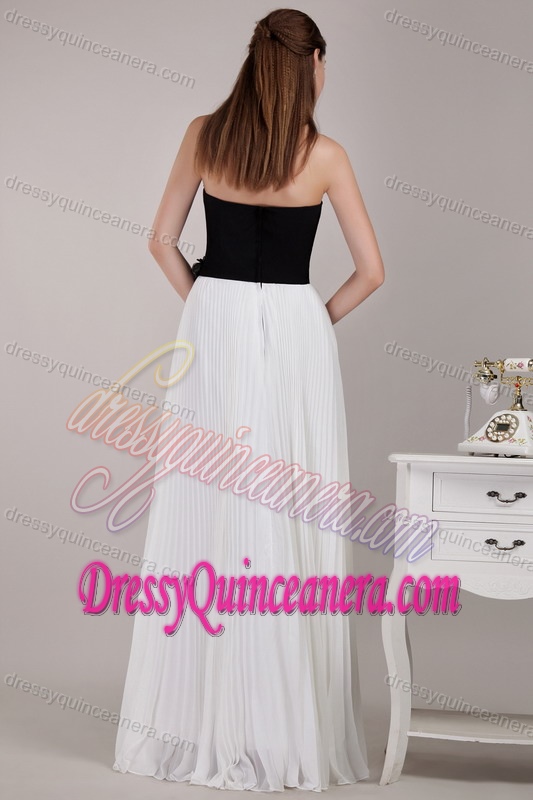 Black and White Strapless New Quinceanera Damas Dress with Ruffles