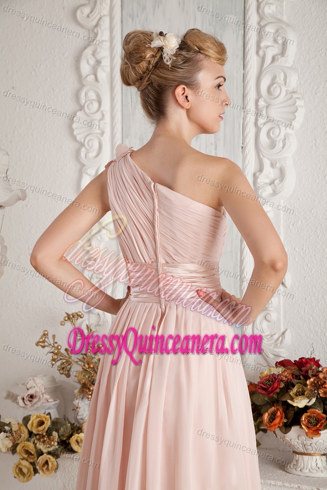 Attractive Baby Pink Zipper-up Brush Train Dama Dresses for Summer