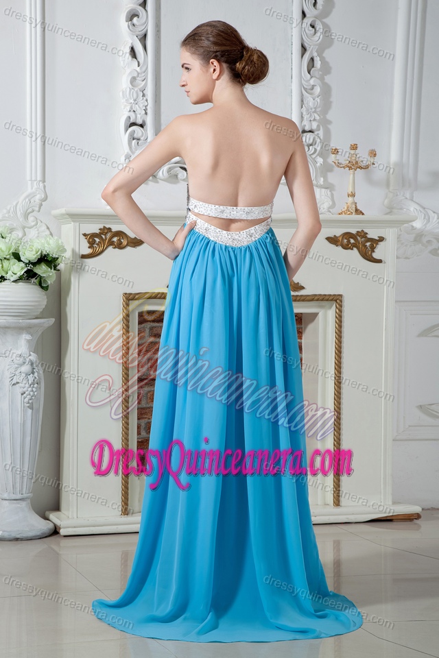 Strapless Chiffon Aqua Blue Beaded 2012 Best Seller Dresses for Dama