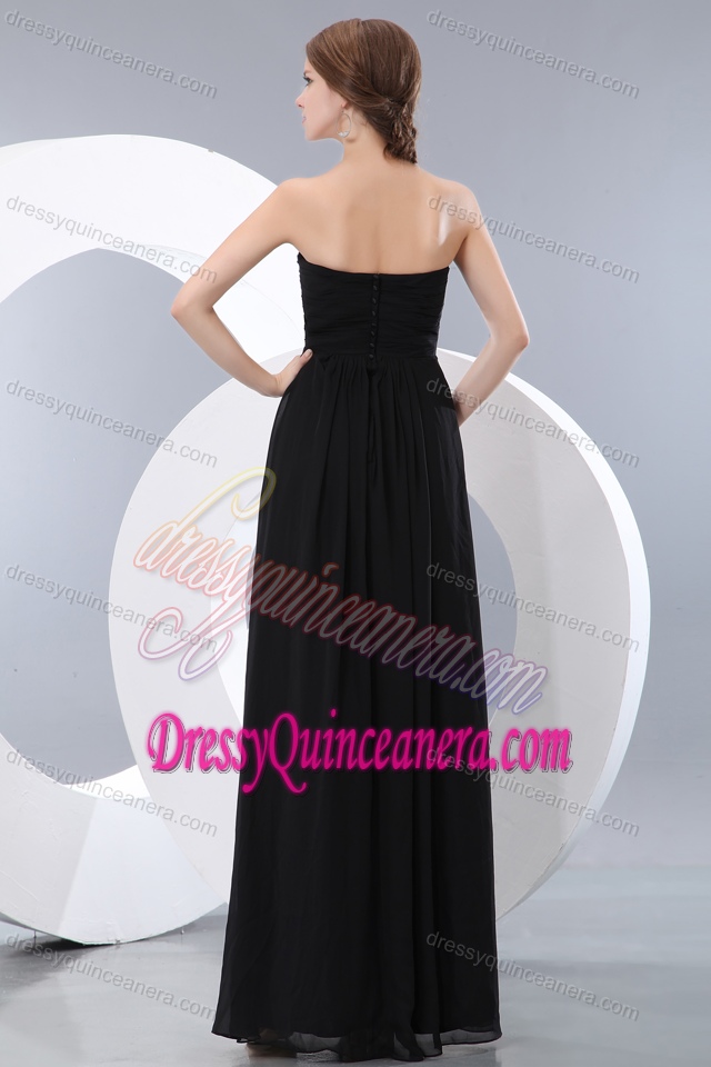 2013 Popular Black Floor-length Chiffon Dresses for Damas with Flowers