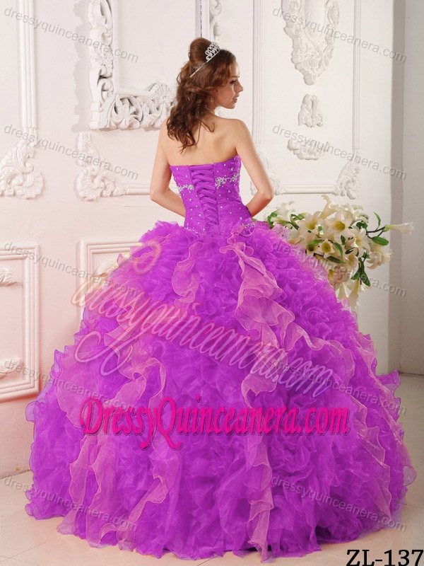 Appliqued Organza Cheap Quinceanera Gown Dresses with Beading