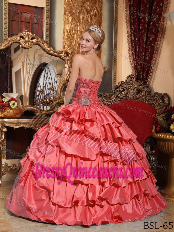 Coral Red Ball Gown Strapless Sweet 16 Dresses for Wholesale Price
