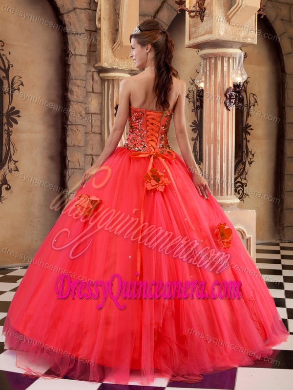 Red Strapless Discount Quinceanera Gown Dresses in Satin and Tulle