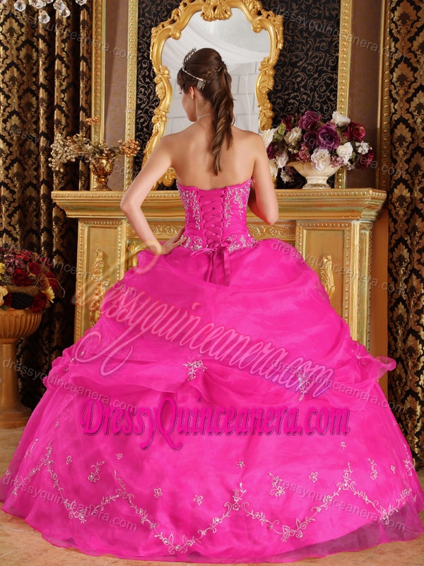 Custom Made Hot Pink Ball Gown Quinceanera Dresses with Strapless