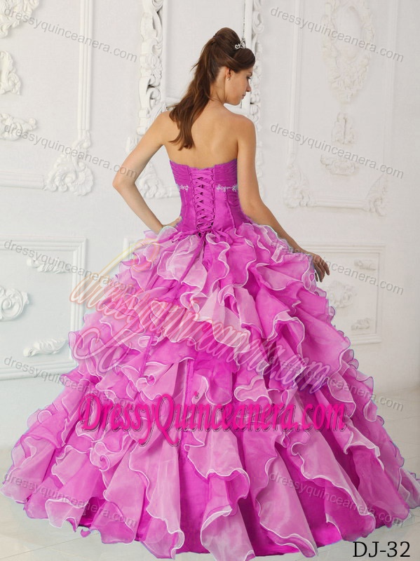 Beautiful Taffeta and Organza Sweet 16 Dress with Beading in Pink