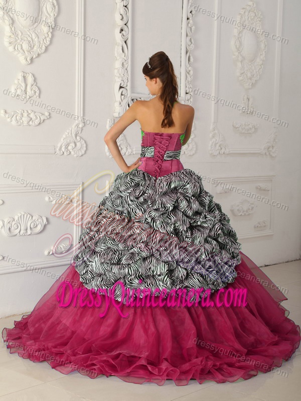 Strapless Sweet 16 Dress for Wholesale Price in Zebra and Organza
