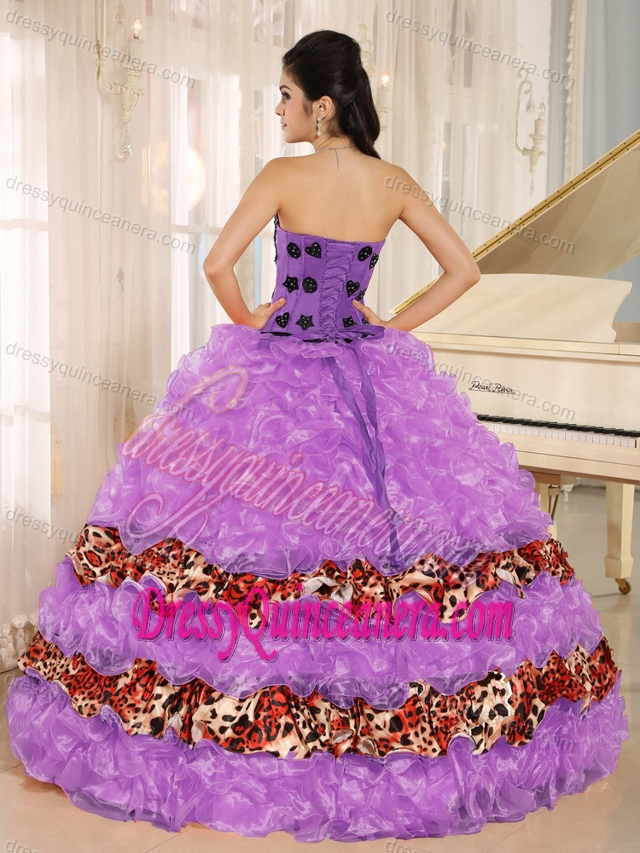 Rose Pink Sweetheart Organza Sweet 16 Dress with Ruffles and Appliques