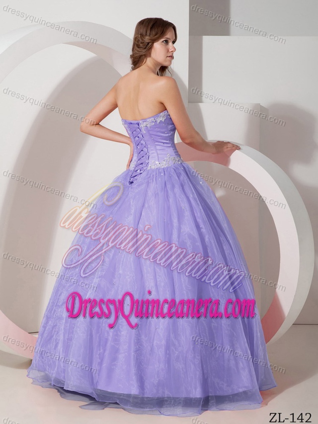 2013 Pretty Ball Gown Sweetheart Organza Appliques Quince Dresses