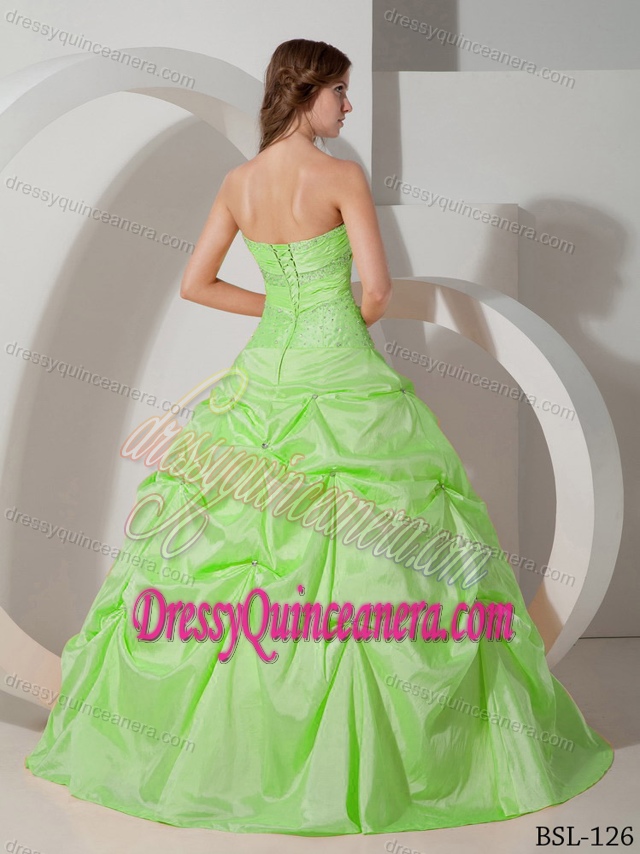2013 Green Taffeta Floor-length Ball Gown Quinceanera Dress Gowns