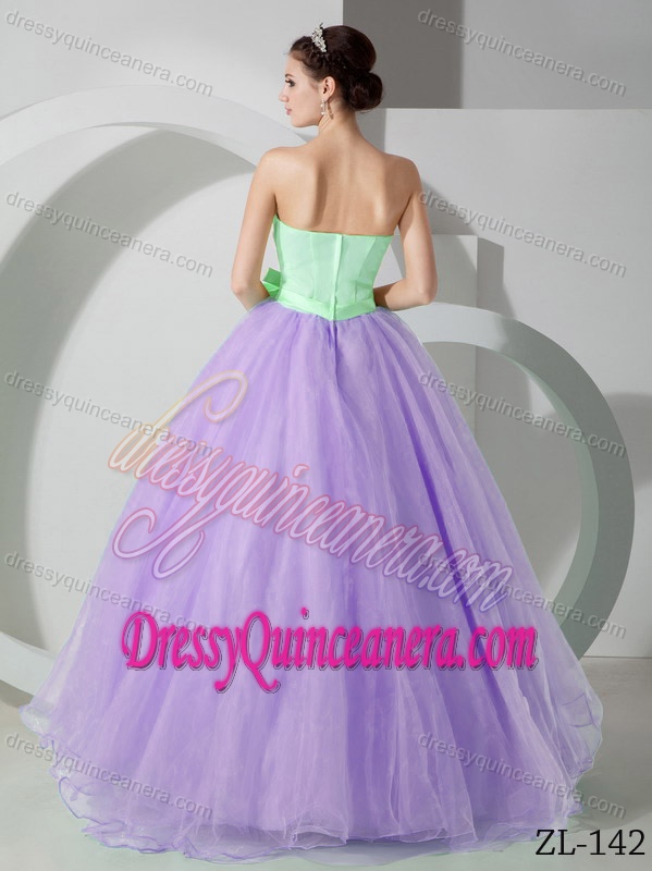 Green and Purple Strapless Ball Gown Bowknot Quinceanera Gowns