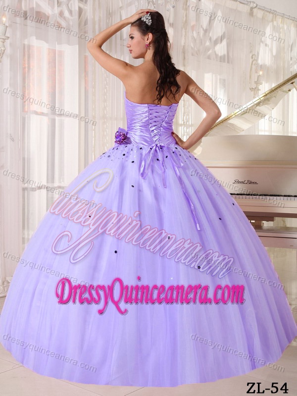 Fabulous Lilac Ball Gown Floor-length Tulle Quinceaneras Dress