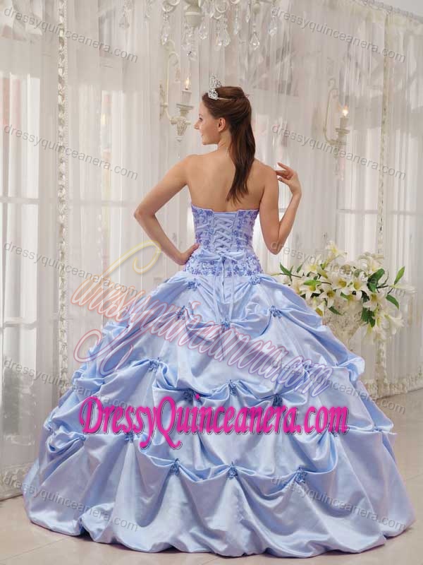 Lilac Ball Gown Taffeta Appliques and Pick-ups Quinceanera Gown Dresses