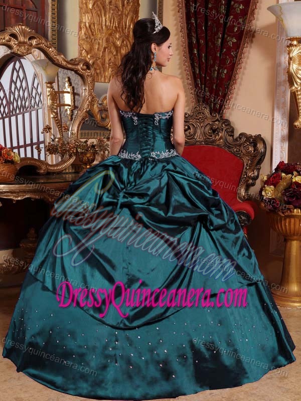 Navy Blue Ball Gown Taffeta Beaded Quinceanera Gown Dresses for Spring