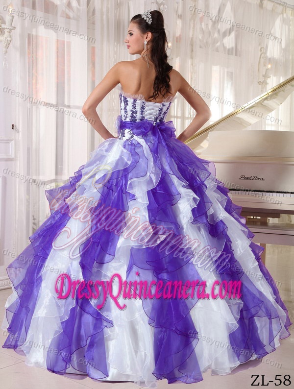 Satin Lace-up Beaded Organza 2013 Wonderful Dresses for Quinceanera