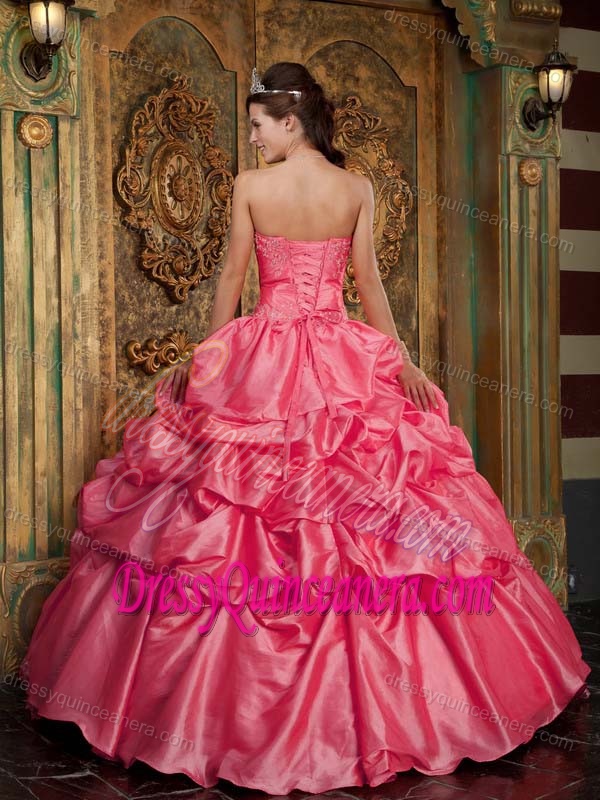 Coral Red Taffeta and Tulle Best Seller Sweet Sixteen Quinceanera Dresses